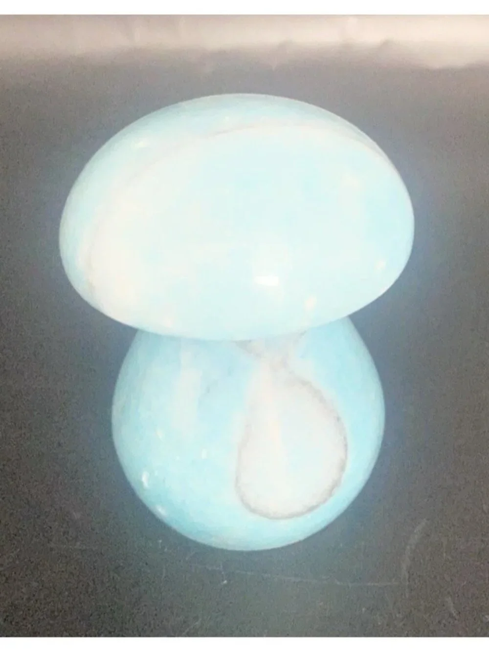 Vintage 1960s Mushroom Paperweight Blue Marble Stone Desk Retro Mod Ikea Sweden